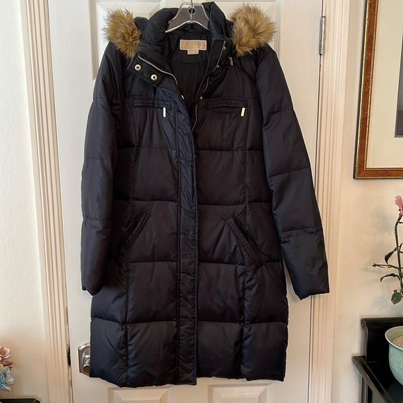 Michael Kors Navy Down Hooded Puffer Jacket M - Picture 1 of 7